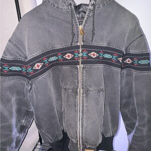 Carhartt Gray Aztec Pattern Bomber Jacket
